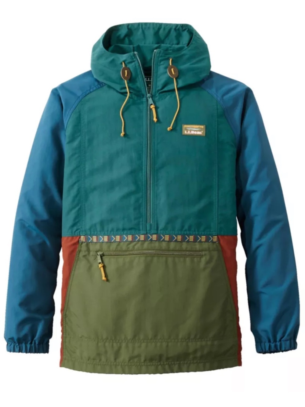 LL Bean Jacket Women's XL Mountain Classic Anorak Spruce Blue Olive Windbreaker